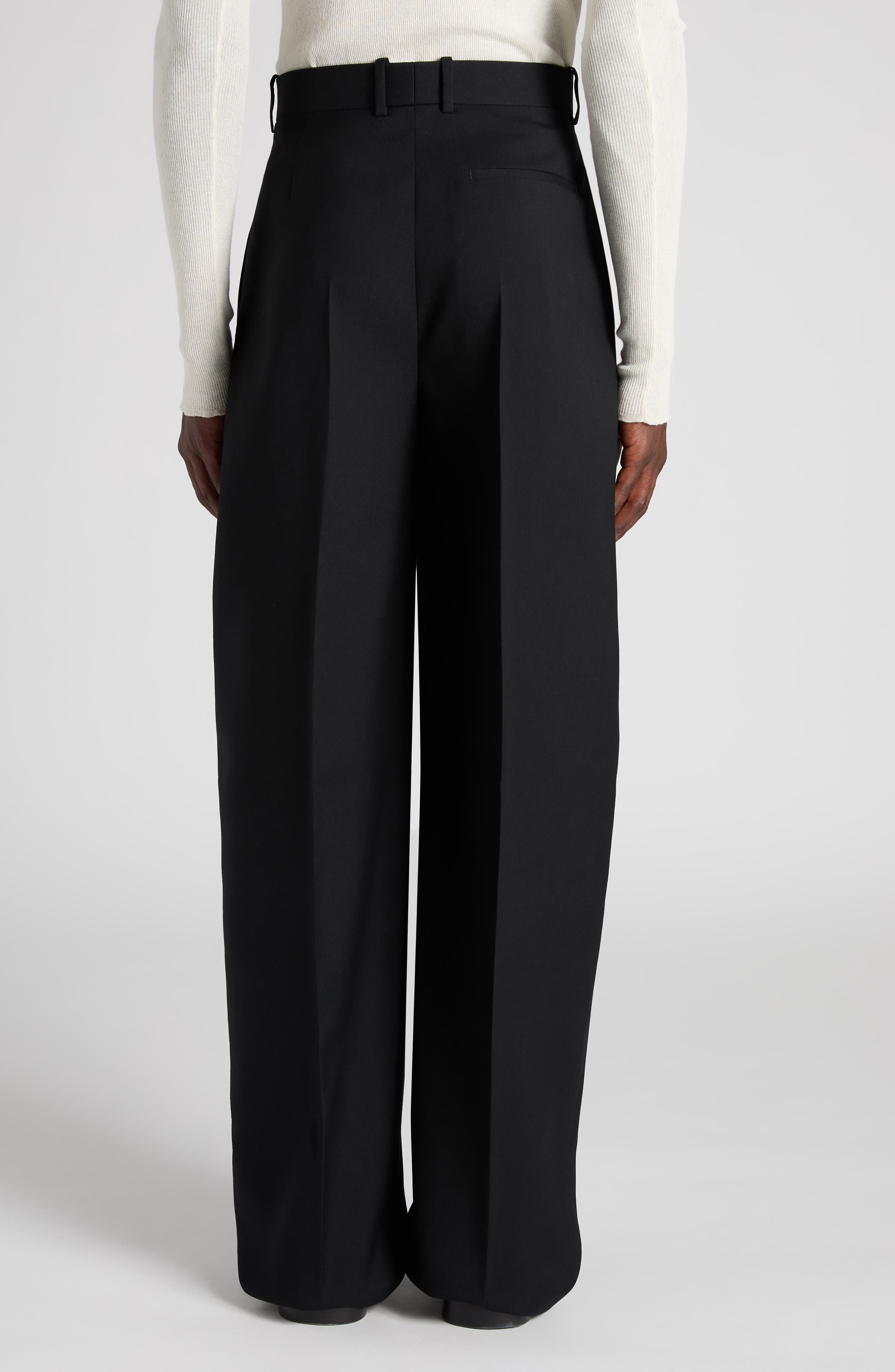 Bottega Veneta Lightweight Sartorial Wool Straight Leg Pants in 1000 Black at Nordstrom - 3