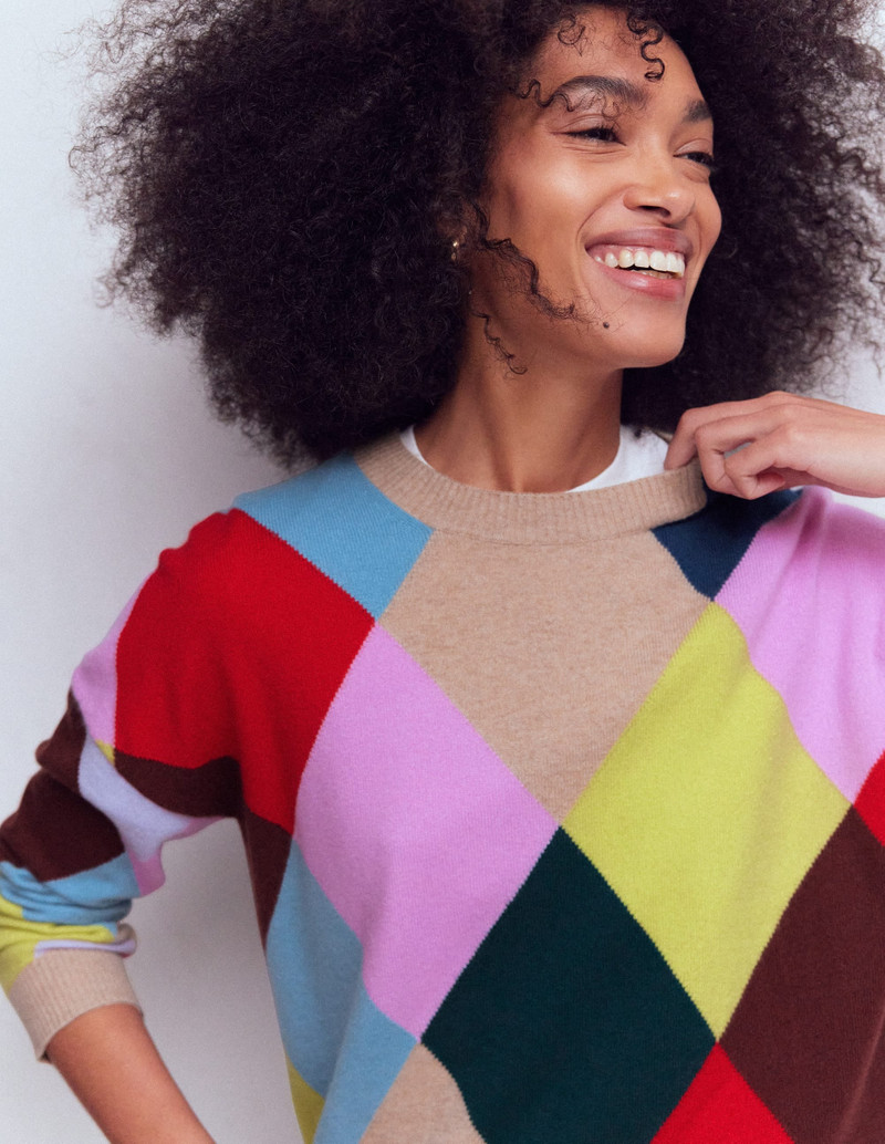 Anastasia Cashmere Sweater-Multi Harlequin Jumper 3