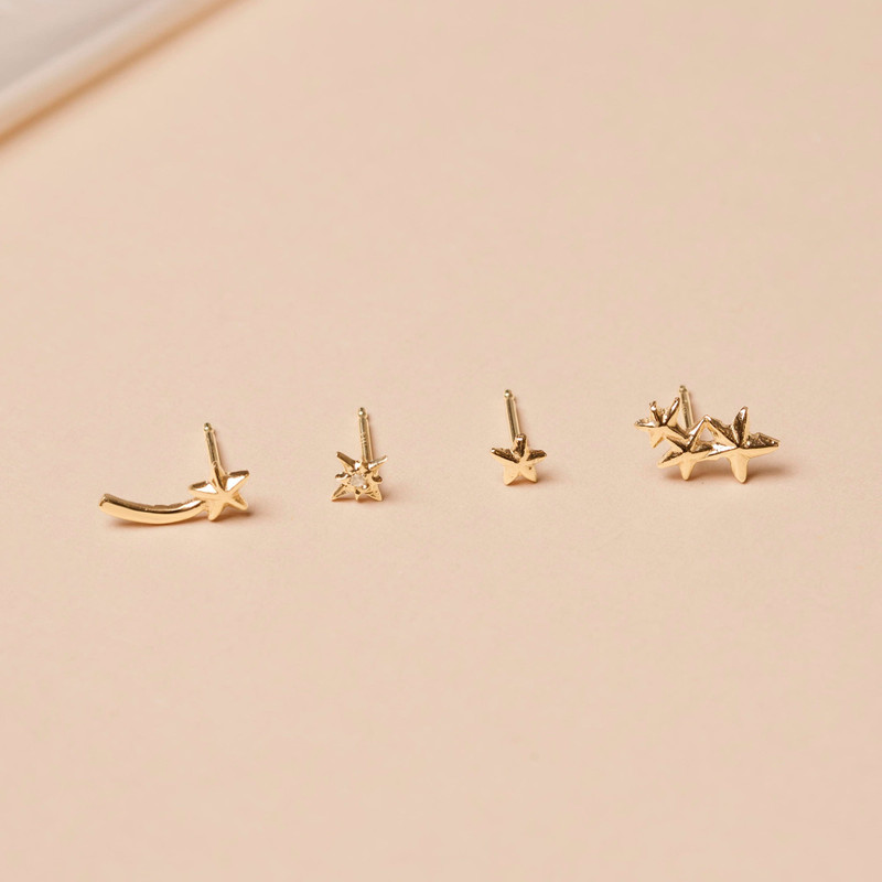 Tiny Diamond Gold North Star Stud 6