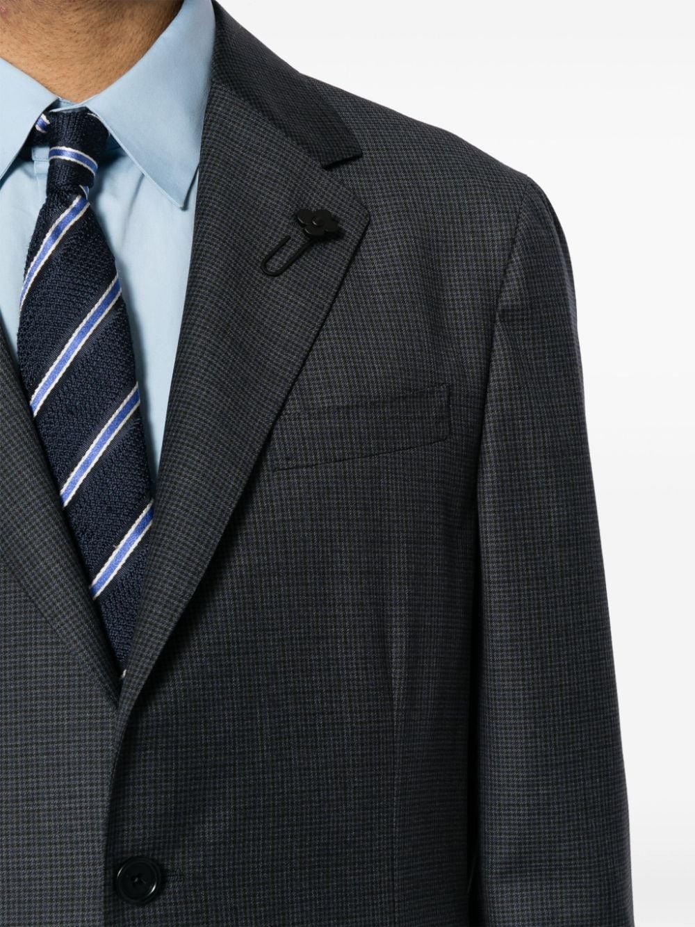 checked peak-lapels single-breasted suit - 5