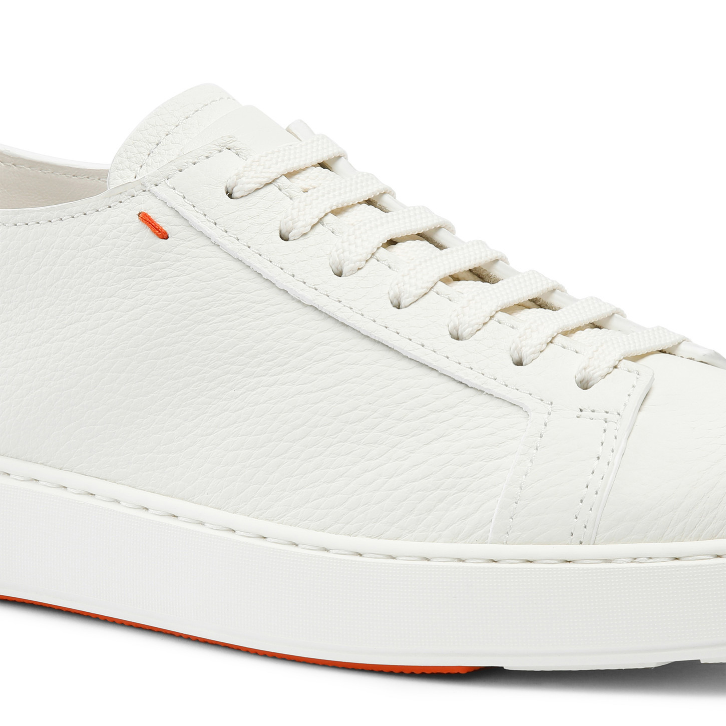 Men's white tumbled leather sneaker - 6