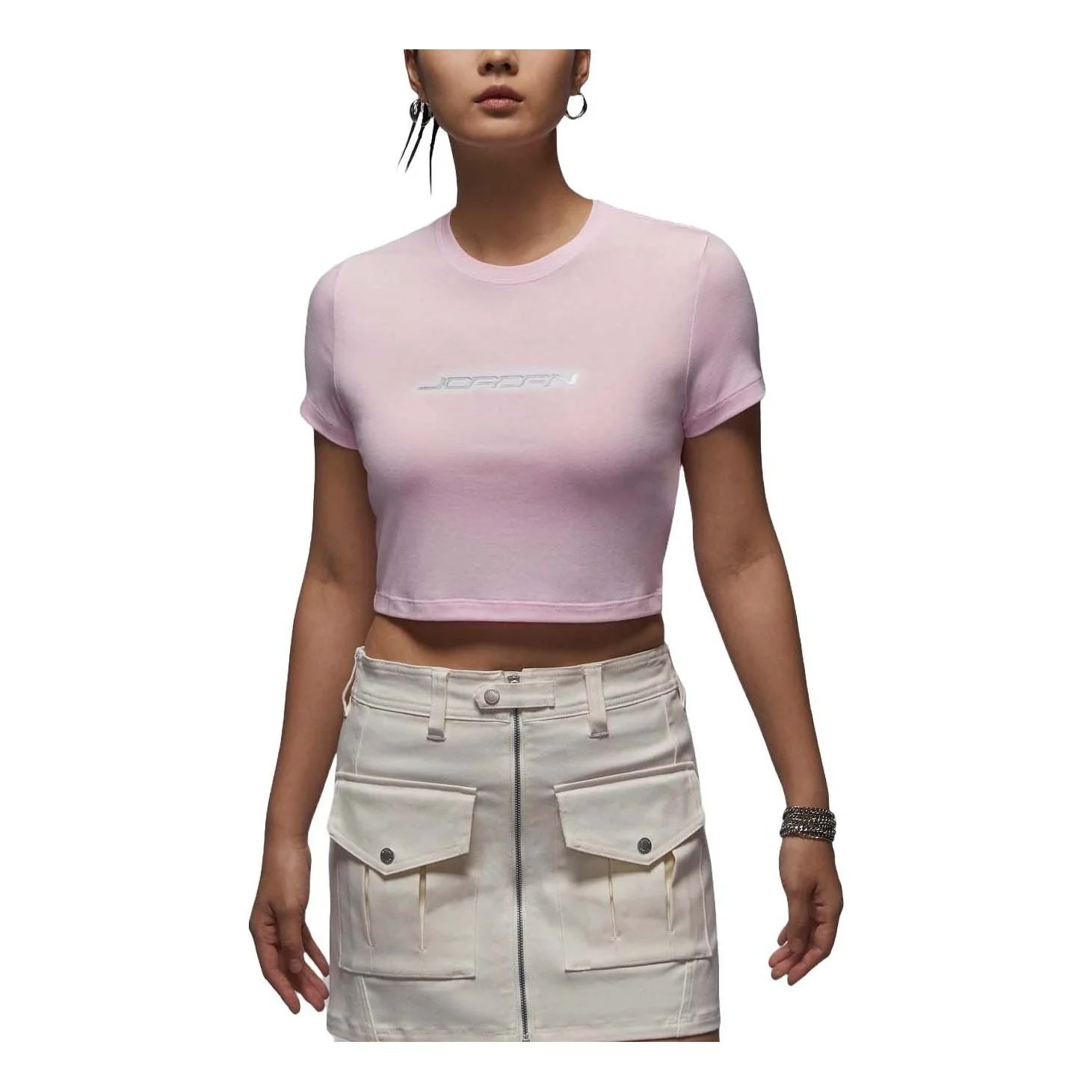 (WMNS) Air Jordan Graphic Slim Fit T-Shirt Asia Sizing 'Light Pink' HM4903-663 - 1