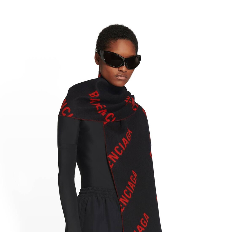 BALENCIAGA Women's Allover Logo Macro Scarf in Black outlook