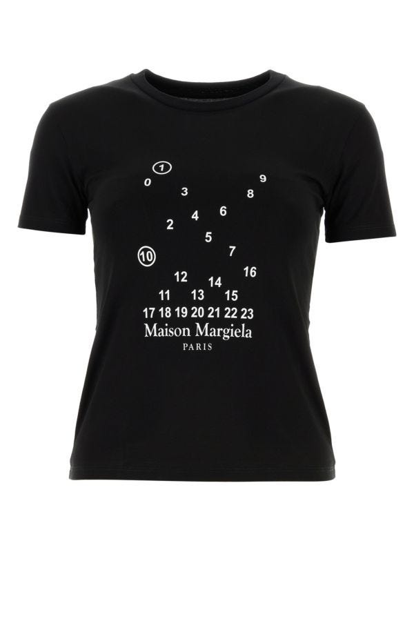 Maison Margiela Woman Black Cotton T-Shirt - 1