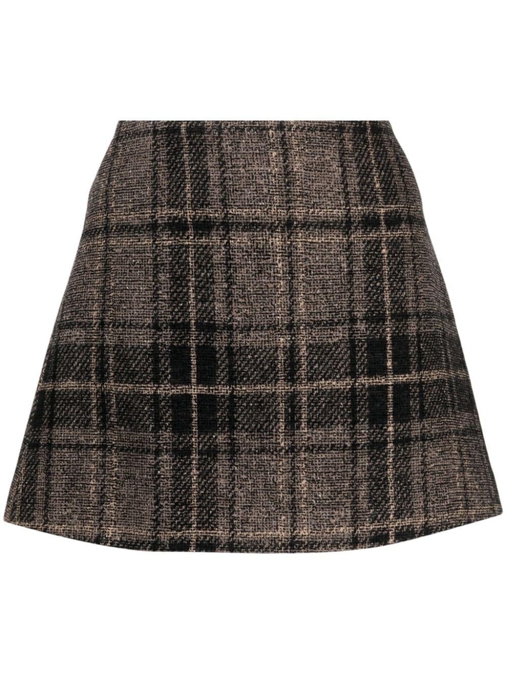 check-pattern wool-blend miniskirt - 1