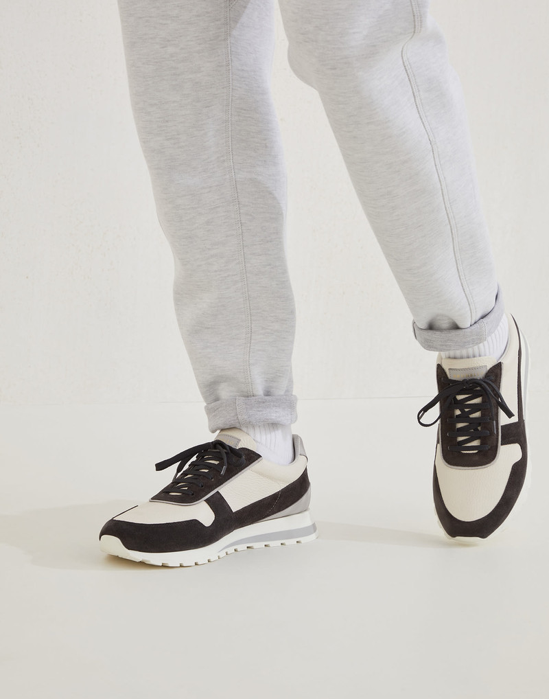 Washed suede and calfskin runners 4