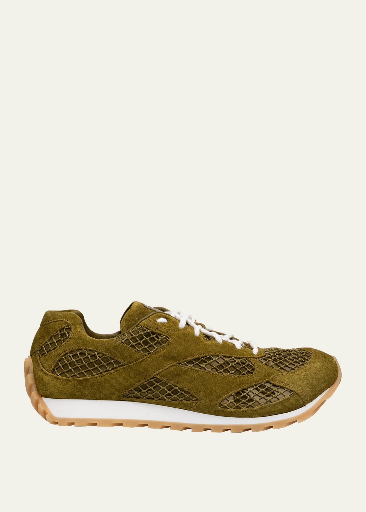Men's Orbit Aged Leather and Fishnet Runner Sneakers - 1