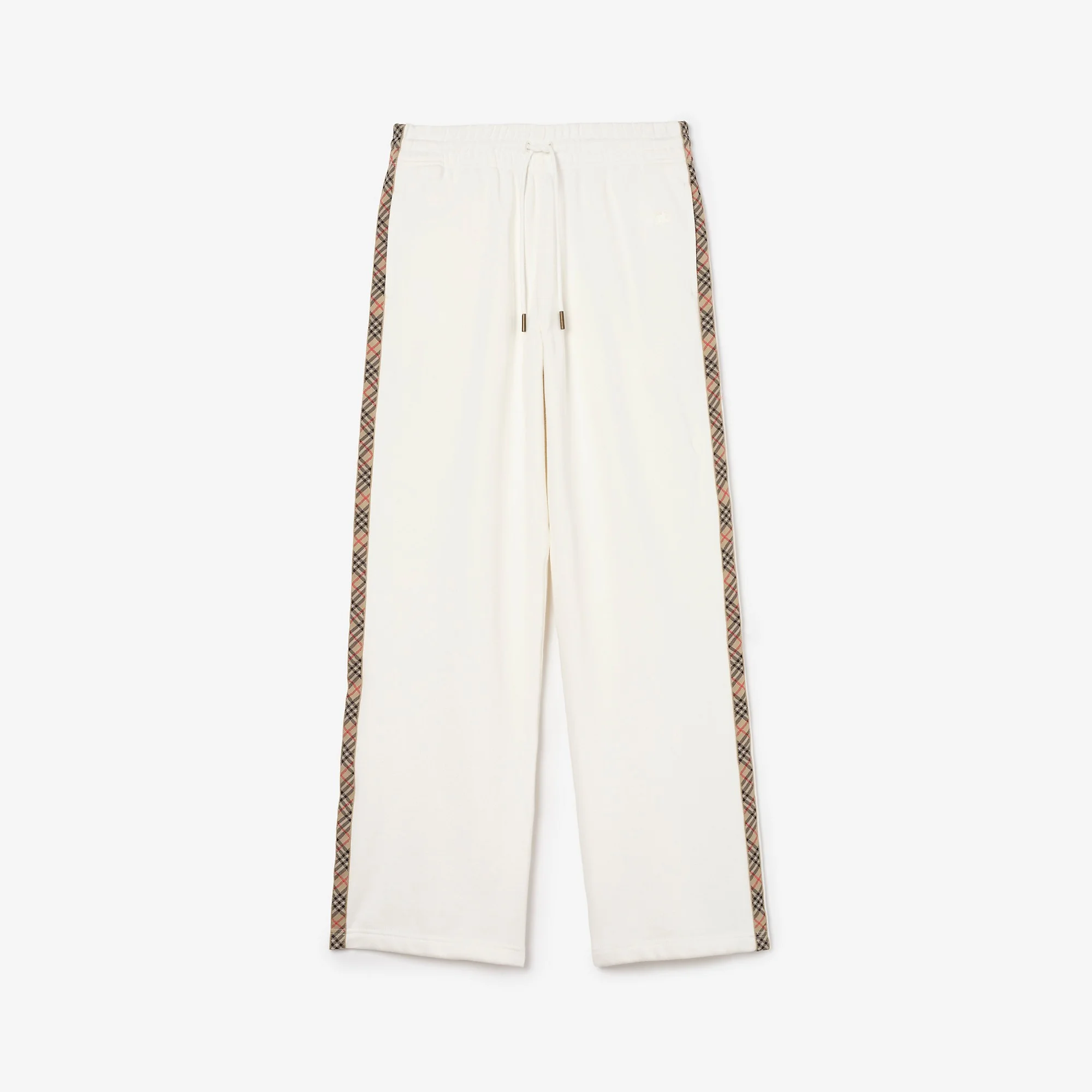 Check Trim Cotton Track Pants - 1