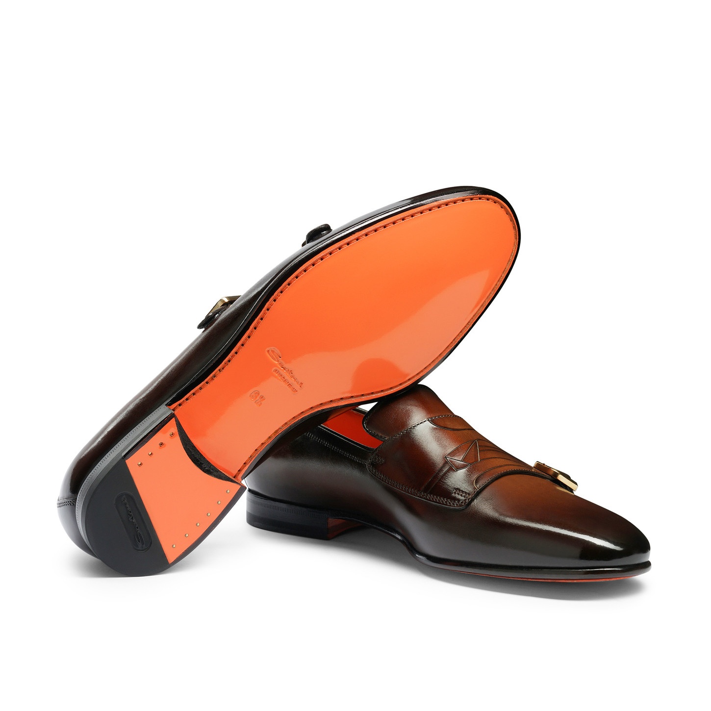 Men's dark brown leather double-buckle loafer - 4
