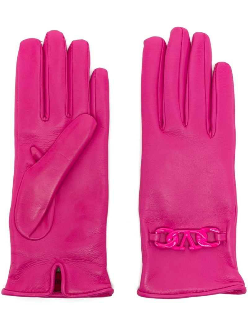 VLogo chain-embellished gloves - 1
