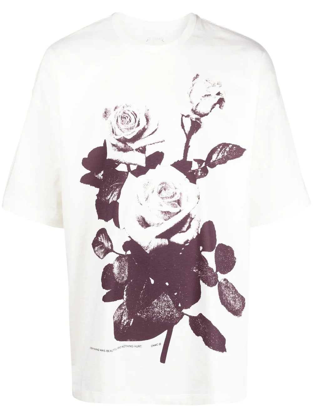 floral crew-neck T-shirt - 1