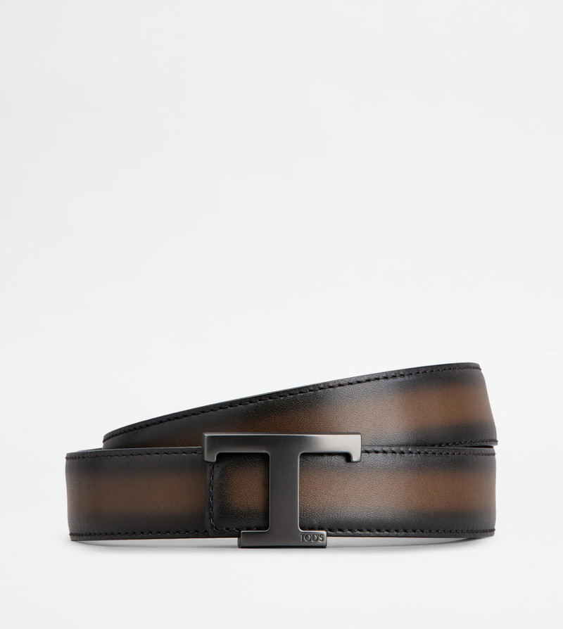 TIMELESS REVERSIBLE BELT IN LEATHER - BROWN, BLACK 1
