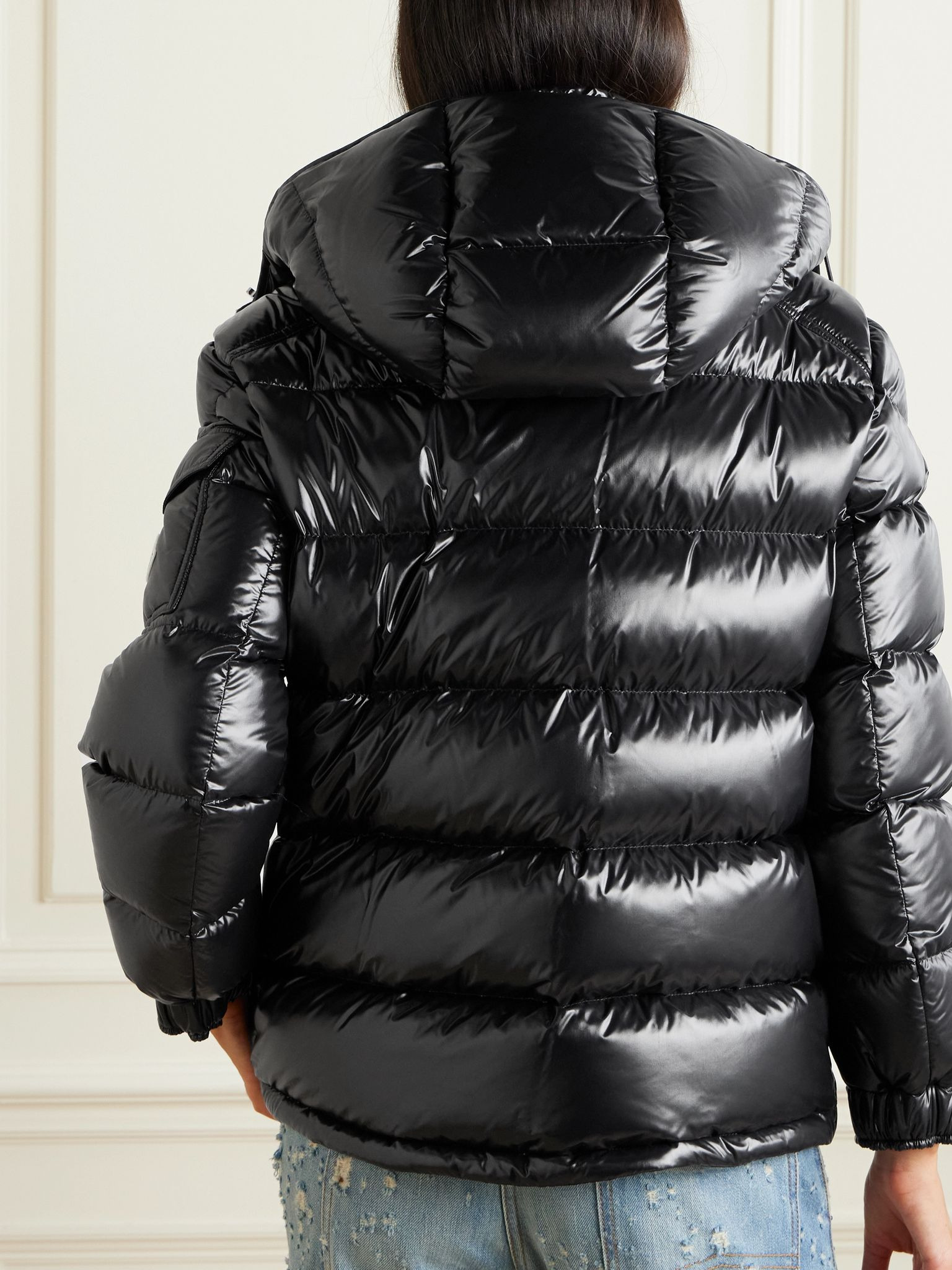 Maire hooded quilted glossed-shell down jacket Black - 4