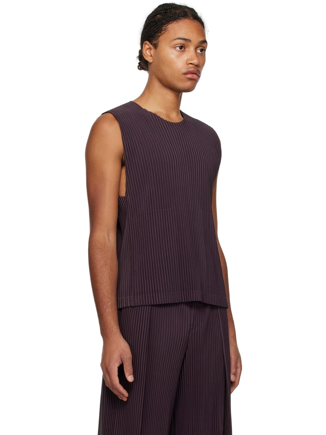 Purple Tailored Pleats 2 Tank Top - 2