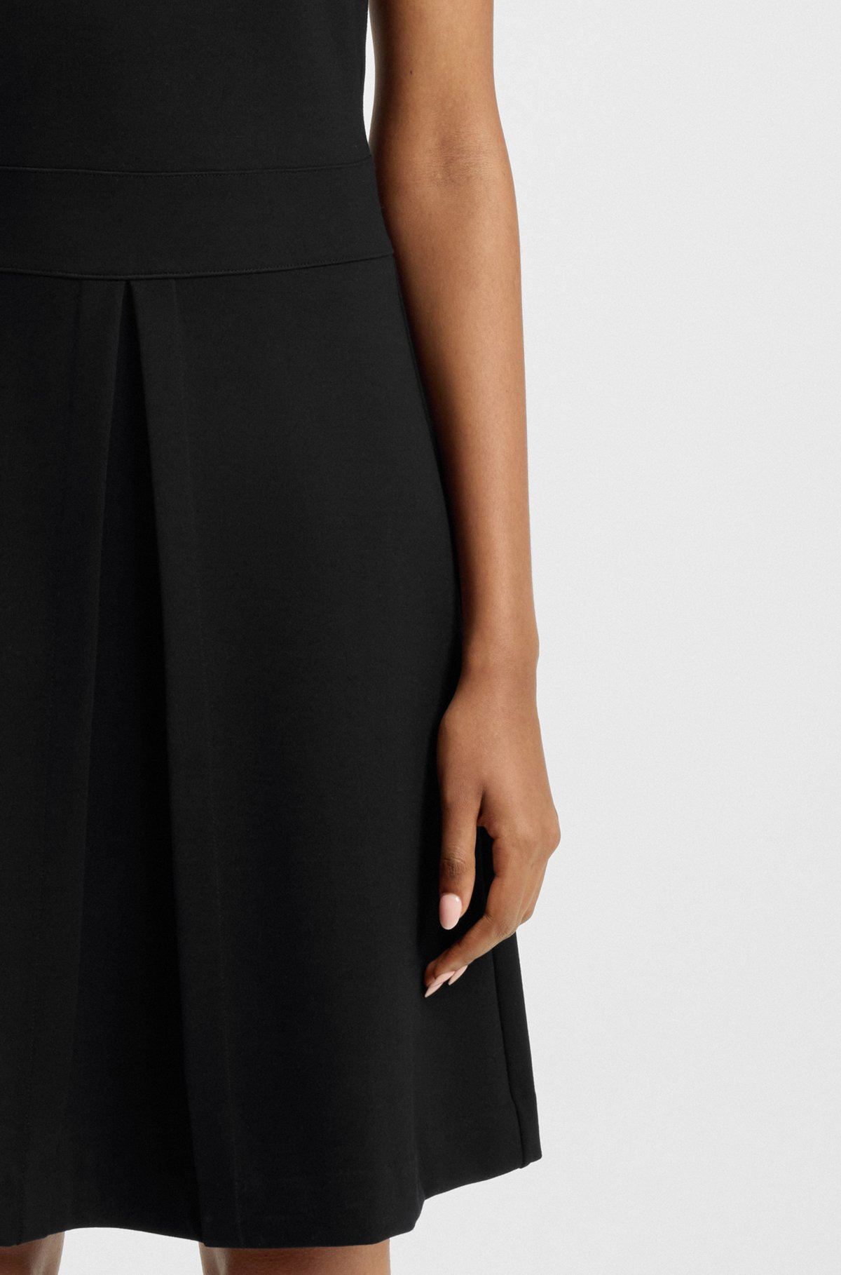 SLEEVELESS KNITTED DRESS WITH PLEATED SKIRT - 6