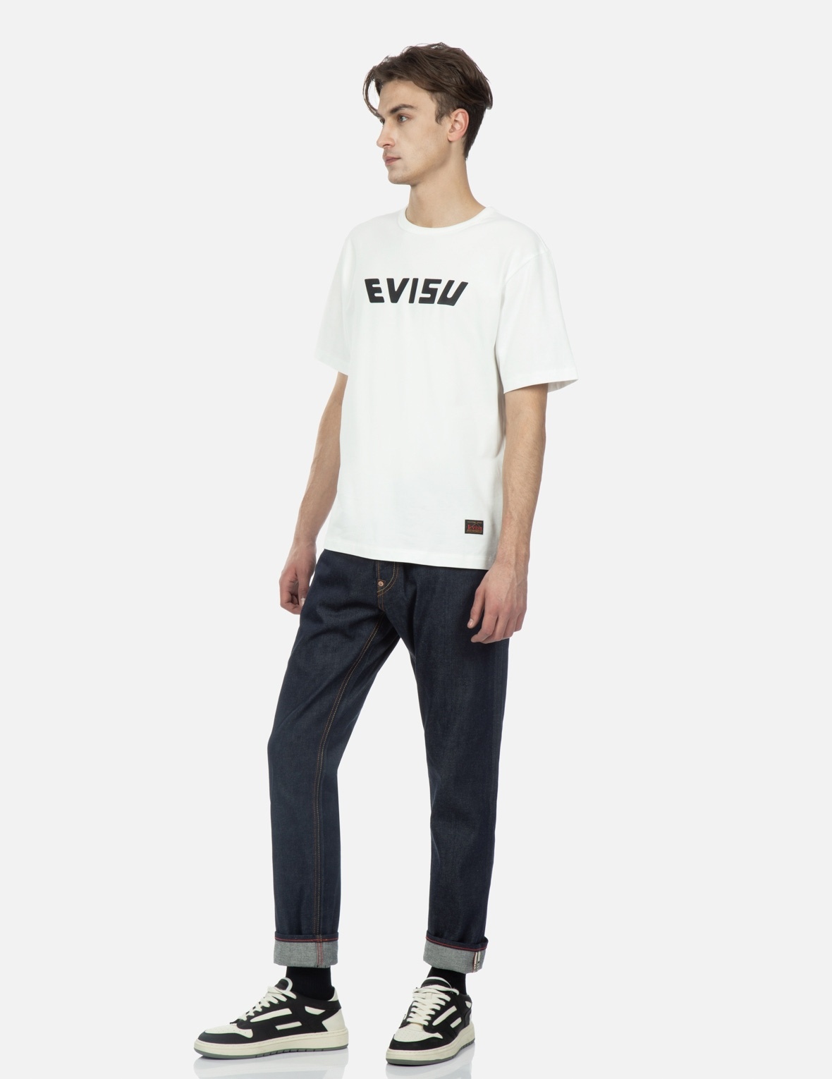 “KOI PLAYING IN WAVES” PATTERN SEAGULL AND KAMON EMBROIDERY CROPPED CARROT FIT JEANS #2017 - 4