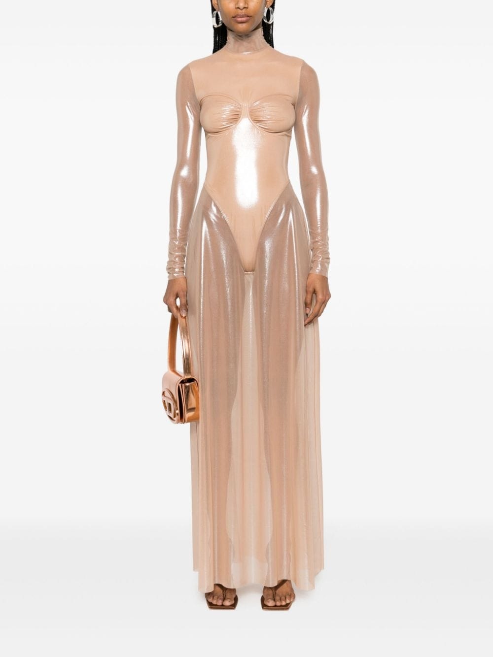 lamÃ© sheer maxi dress - 2