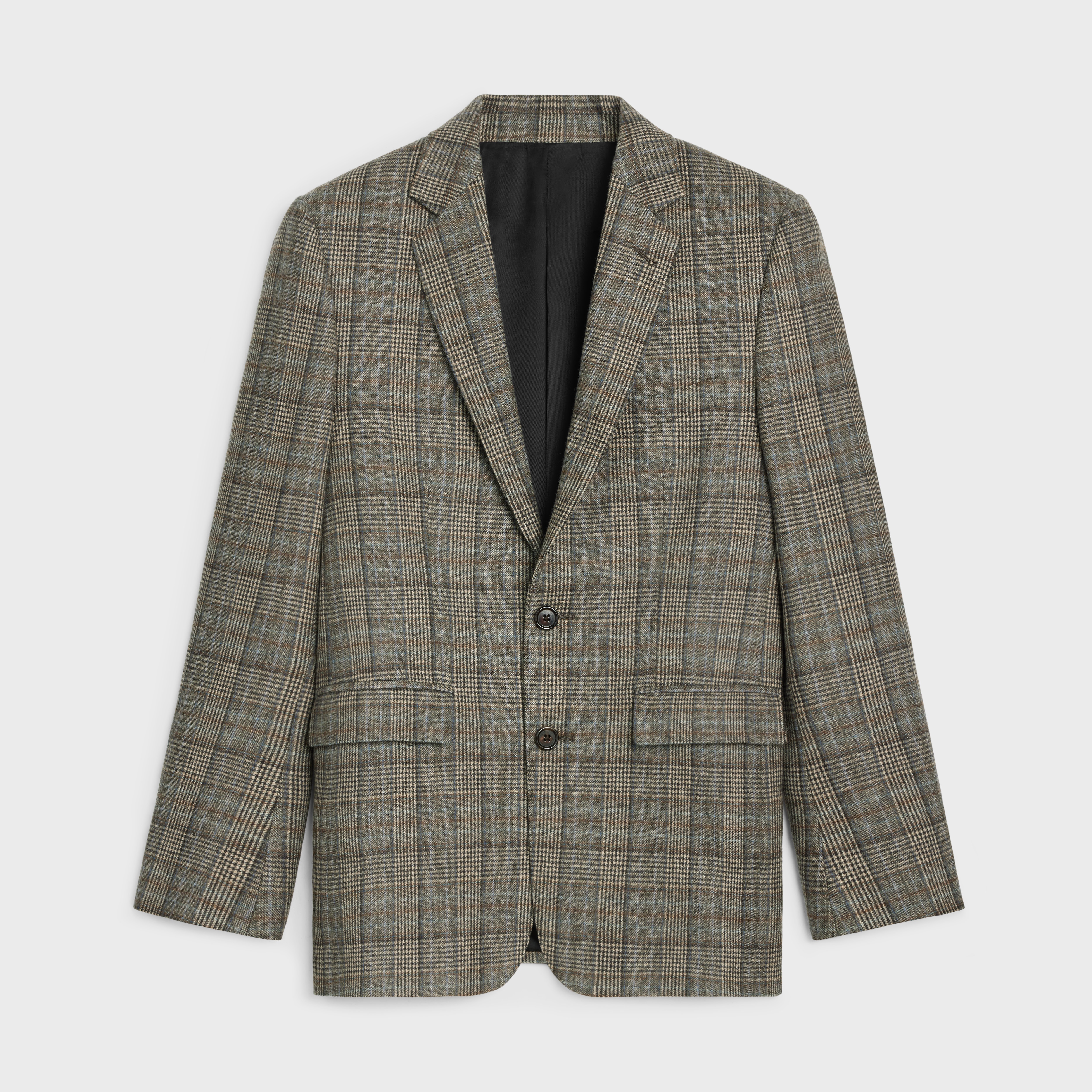 CELINE short jacket in prince of wales flannel | REVERSIBLE