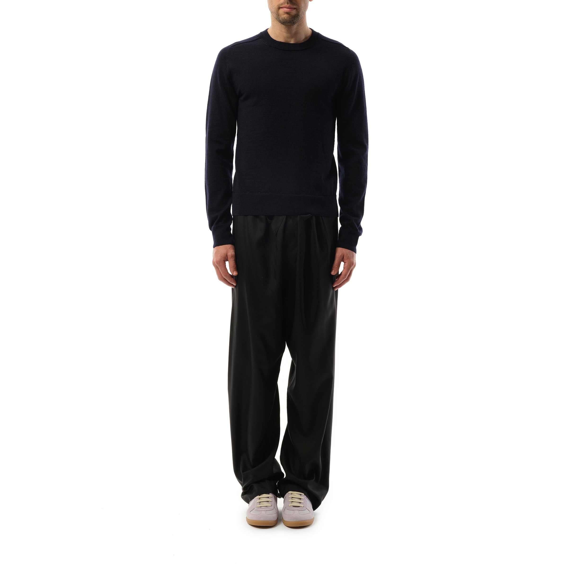 Wool Crewneck Sweater in Dark Blue - 4
