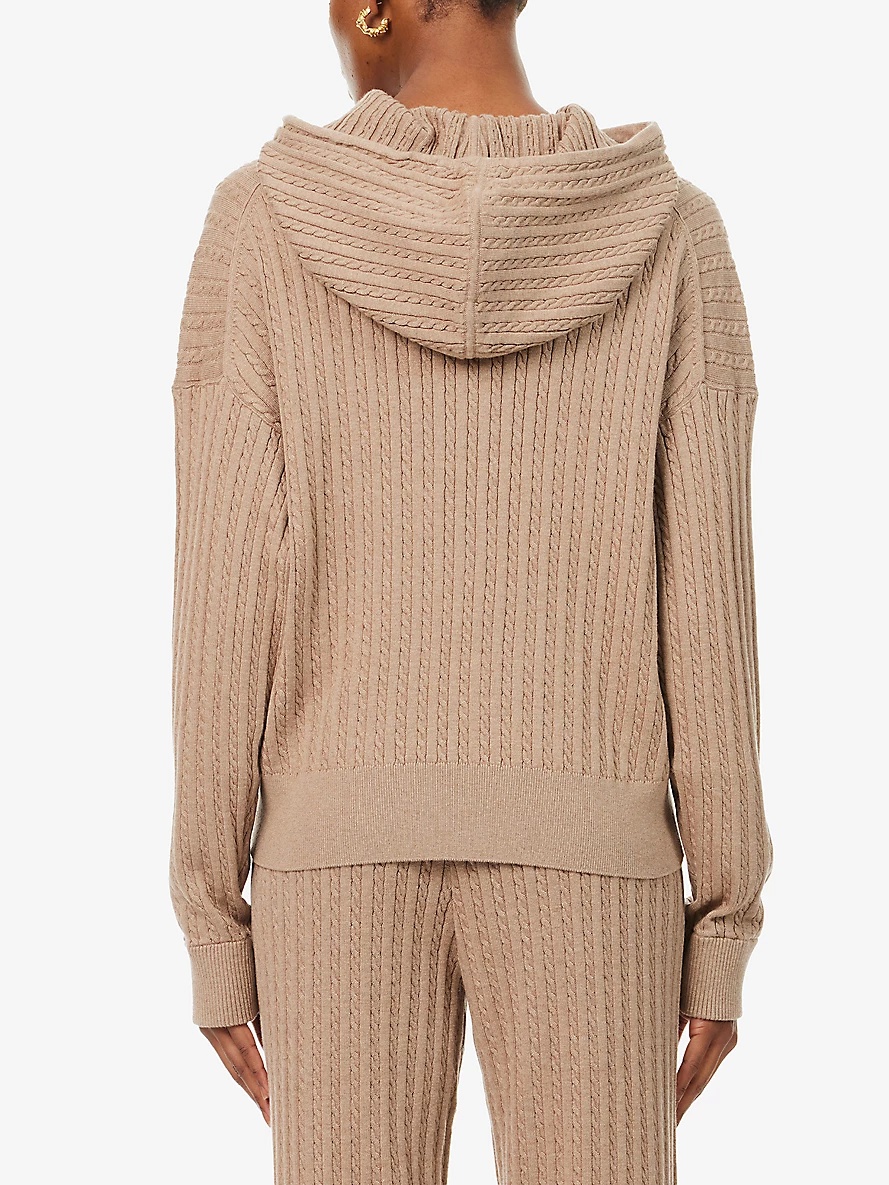 Cable-knit long-sleeve cotton and cashmere hoody - 4