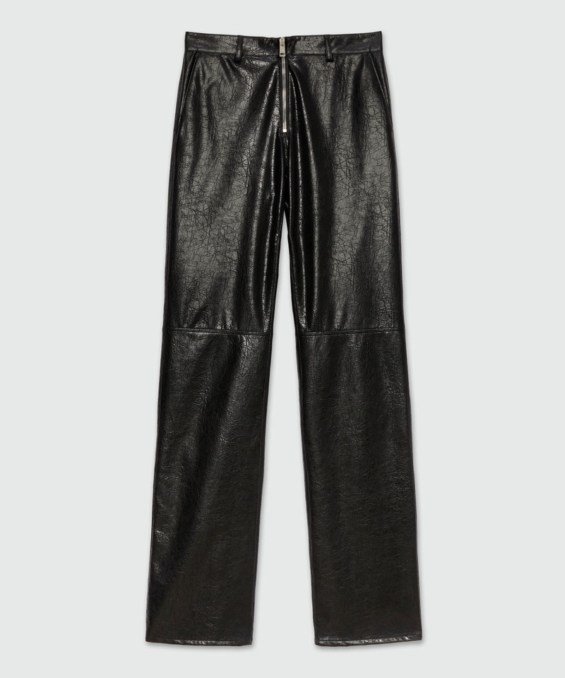 Black crackled faux leather flared trousers 1