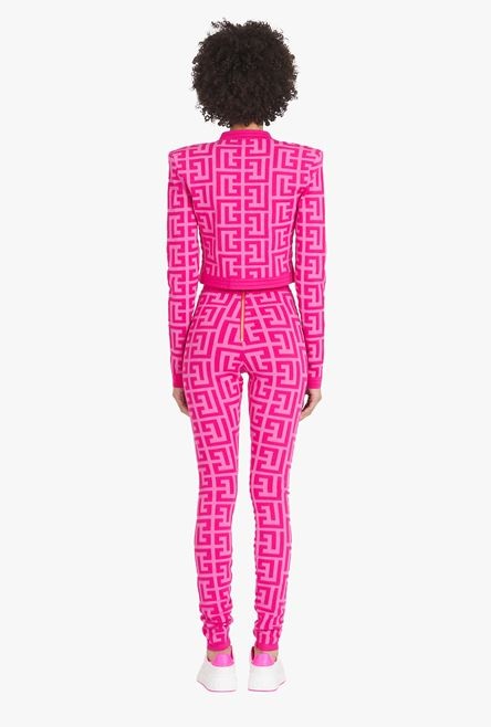 Balmain x Barbie - Knit leggings with light pink Balmain monogram - 3