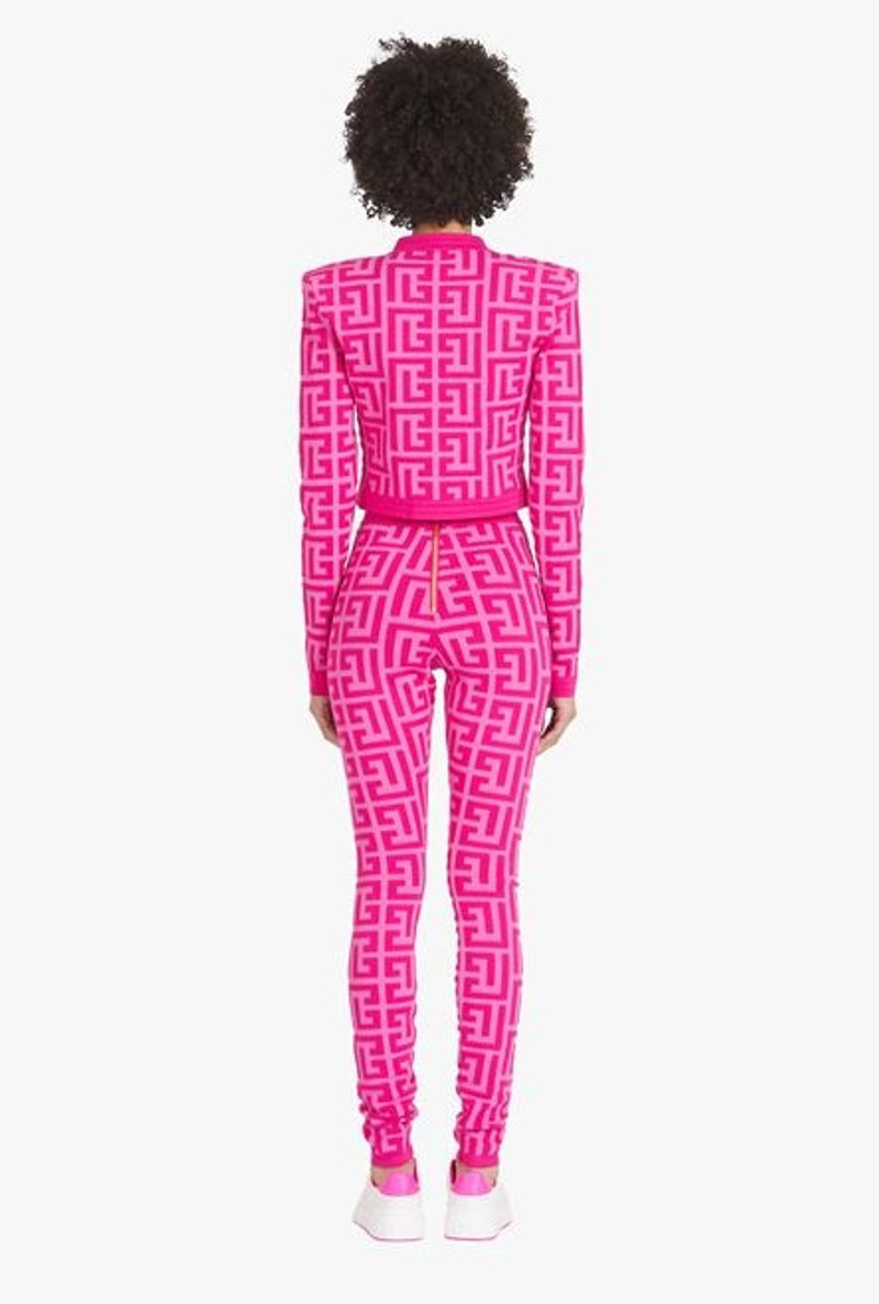 Balmain x Barbie - Knit leggings with light pink Balmain monogram 3
