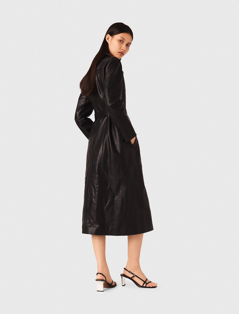 Long leather trench coat 4