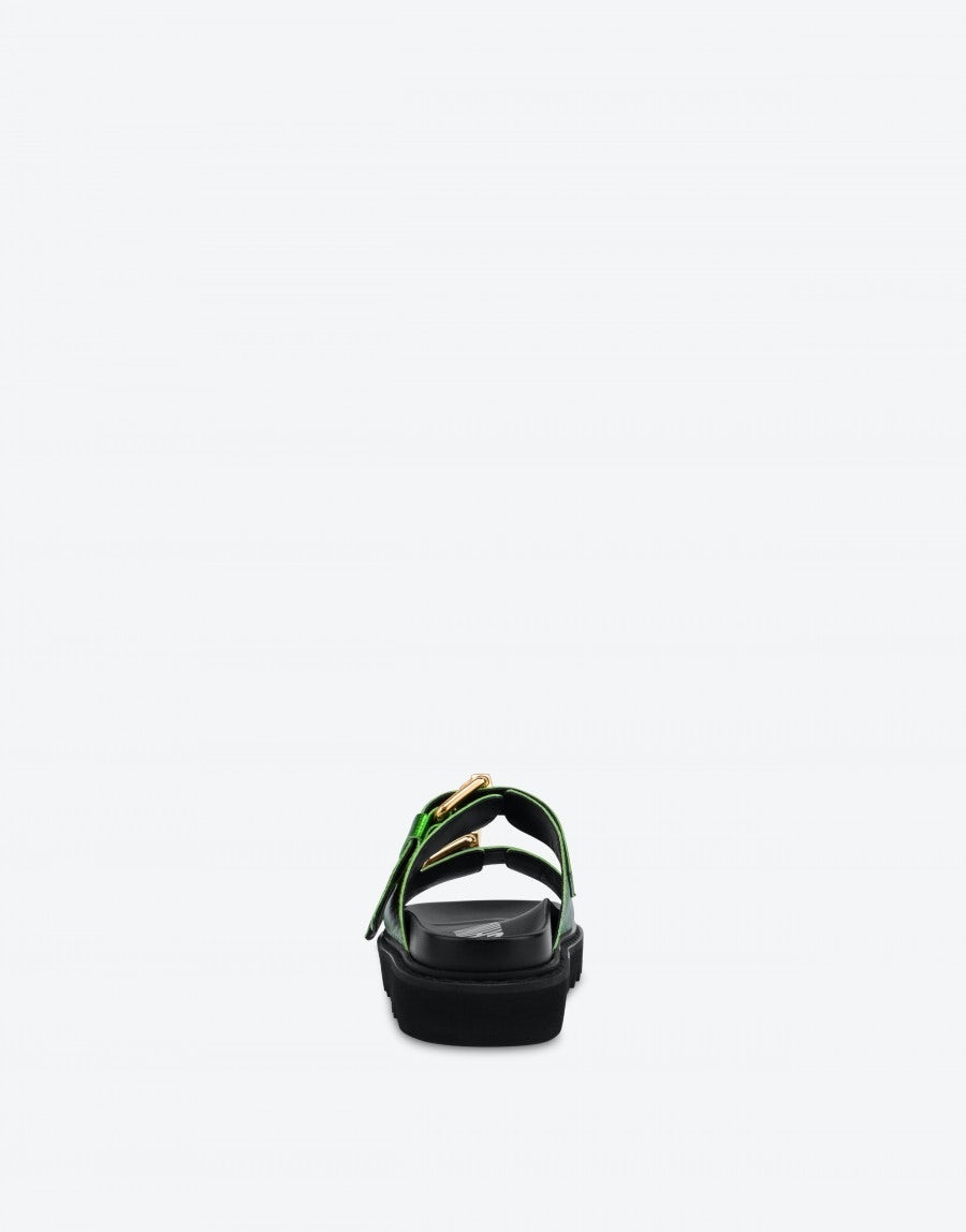 LIZARD PRINT CALFSKIN SANDALS WITH BUCKLES - 3