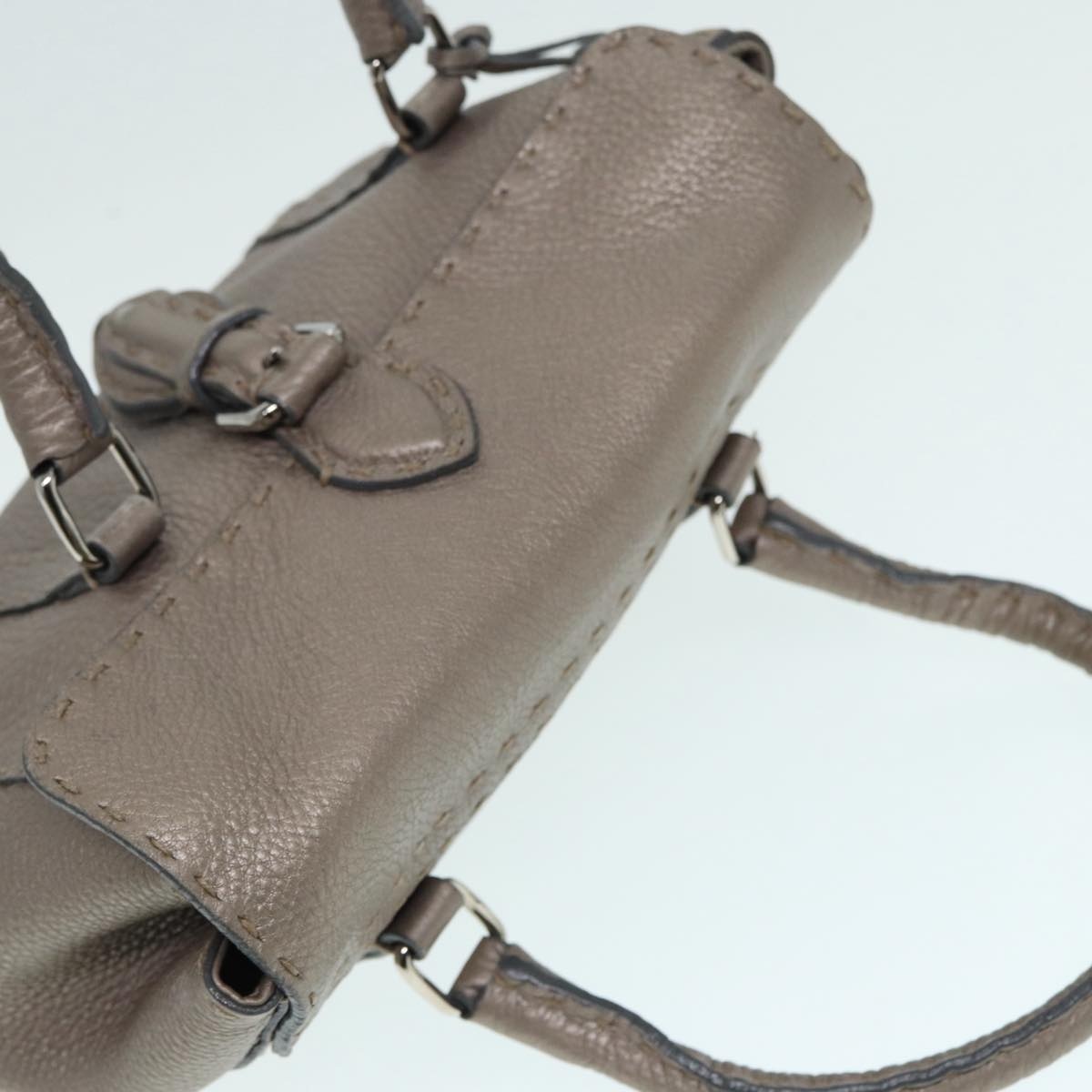 FENDI Celeria Hand Bag Leather Silver - 5