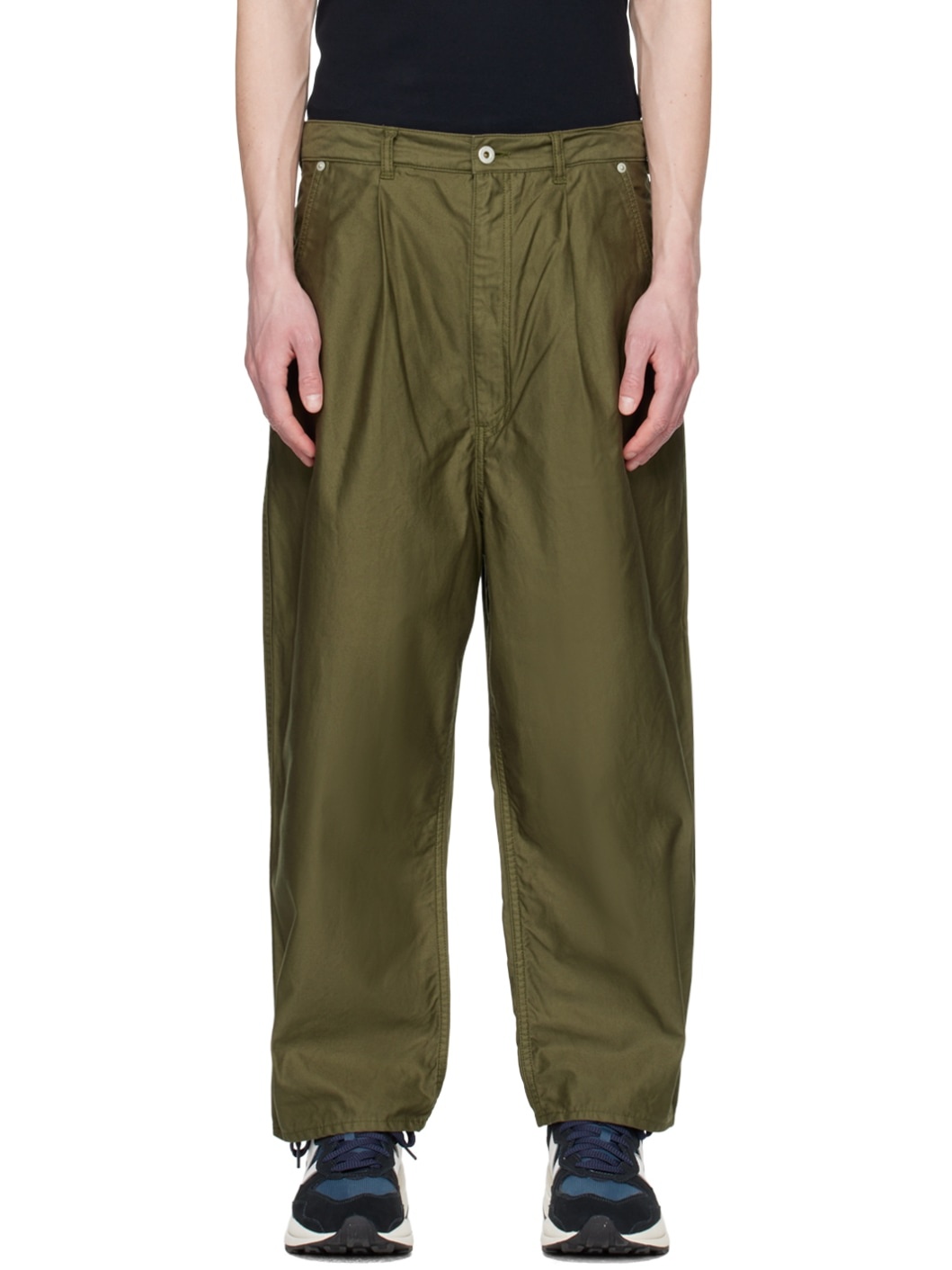 Khaki Pleated Trousers - 1