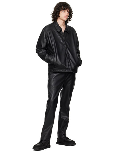 SOPHNET. Black Standard Easy Faux-Leather Trousers outlook