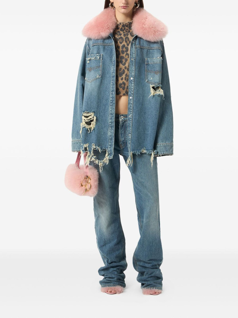 Blumarine distressed denim jacket outlook