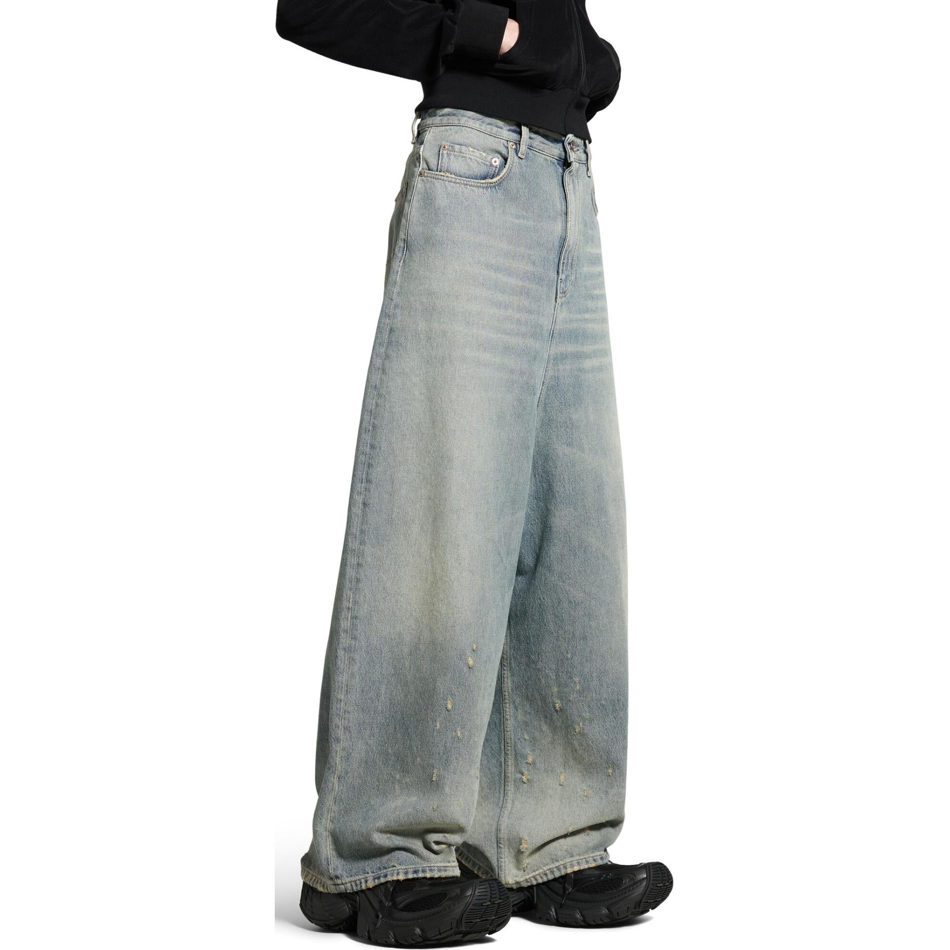 (WMNS) Balenciaga Low Crotch Pants 'Light Blue' 706652TJW952204 - 6