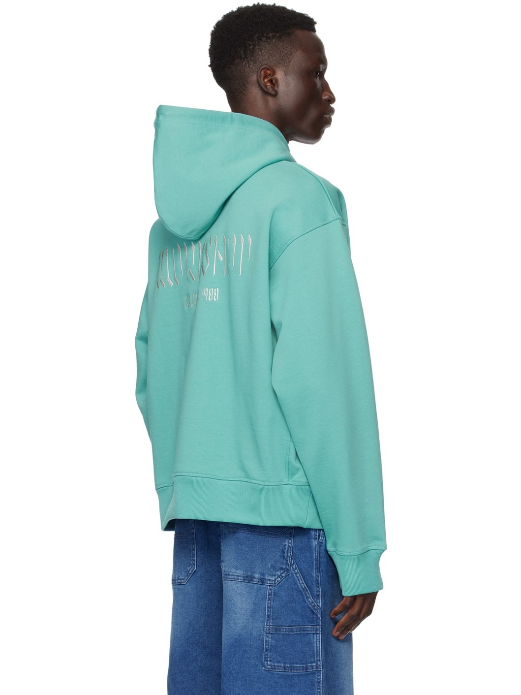 Blue Embroidered Hoodie - 3