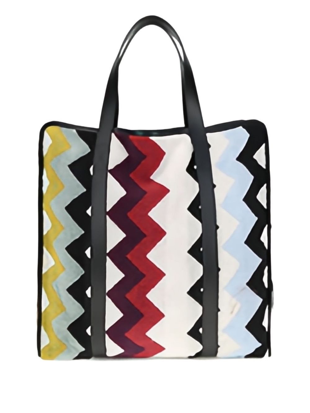 zigzag-pattern cotton tote bag - 2