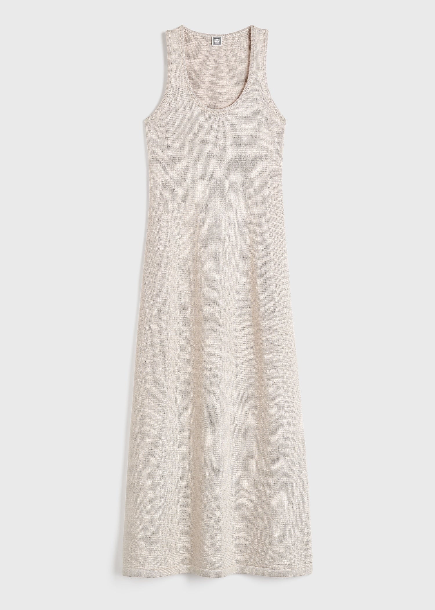 Raffia-effect knit dress beige - 1