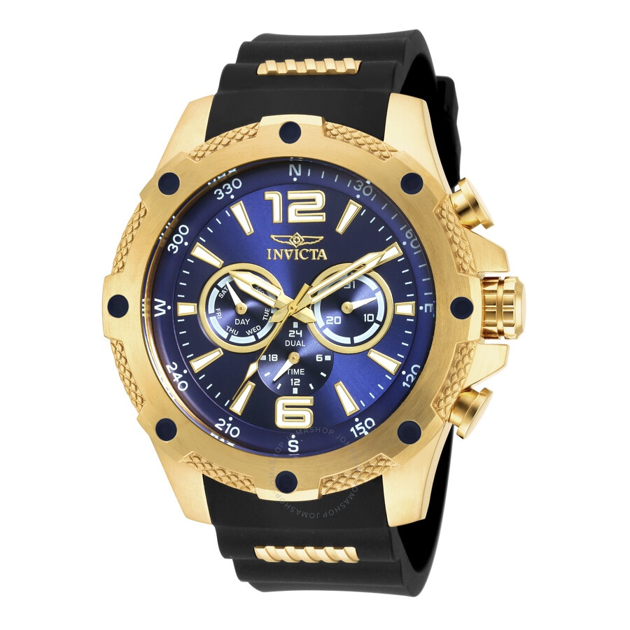 Invicta - Invicta I-Force Multi-Function Blue Dial Black Polyurethane Men's Watch 19659 - 1