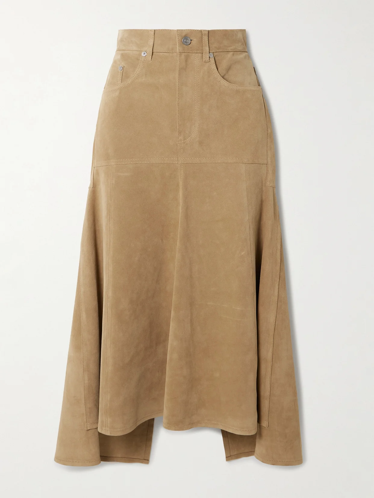 Paneled Suede Midi Skirt - 1