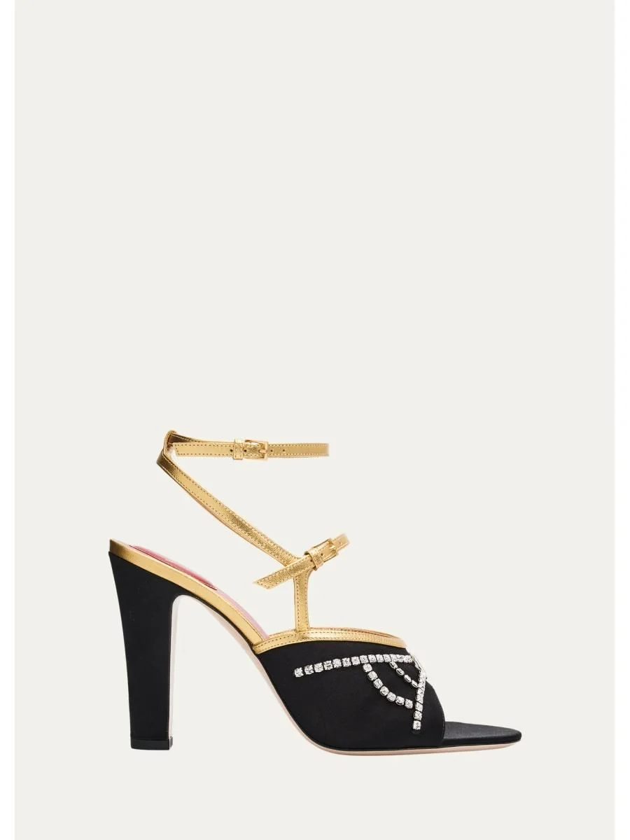 100mm VLogo Embellished Satin and Metallic Leather Pumps - 1