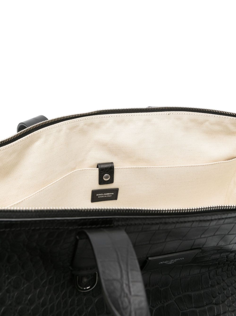 crocodile-embossed leather tote bag - 5