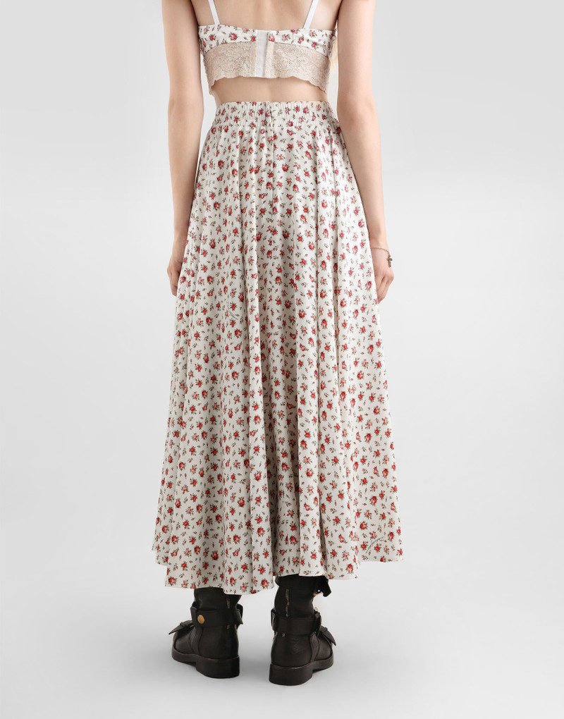 Small rose-print charmeuse circle skirt 5