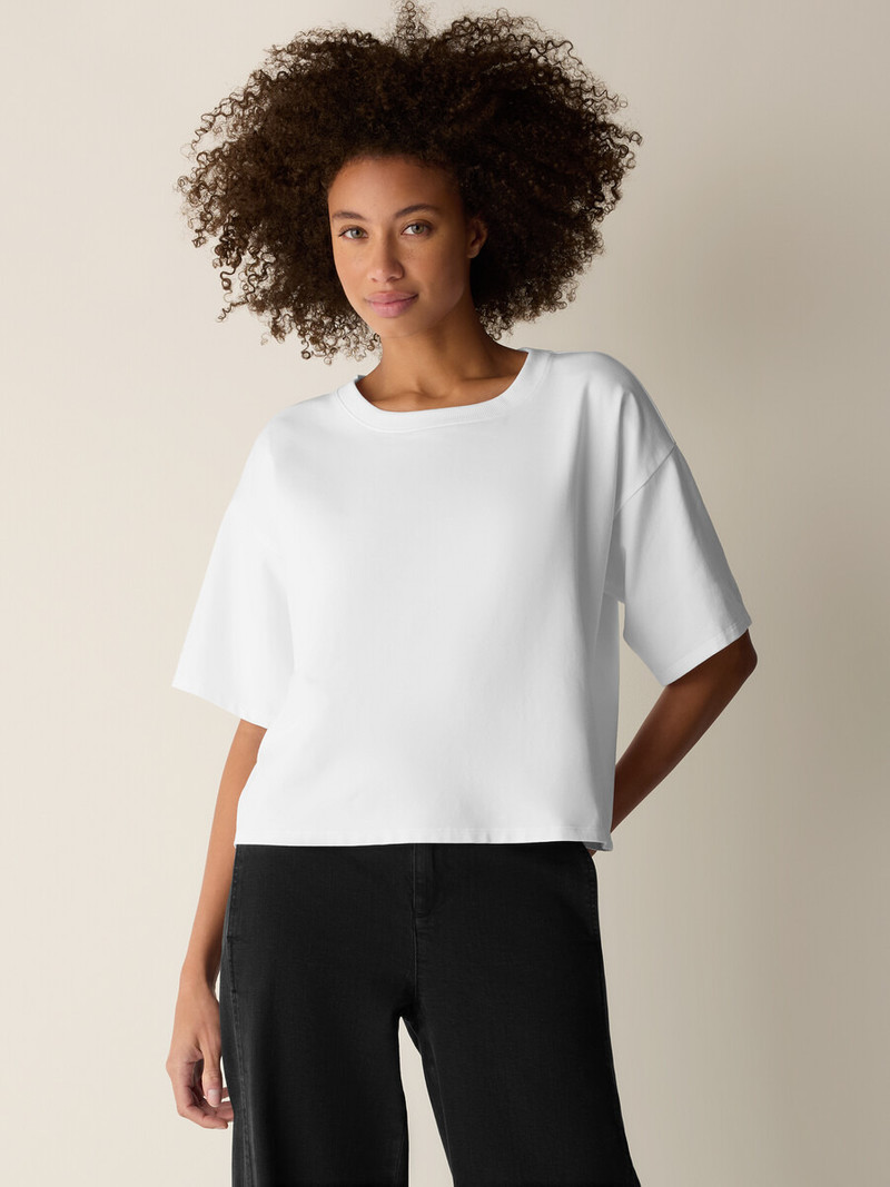 EILEEN FISHER Pima Cotton Stretch Jersey Crew Neck Tee outlook