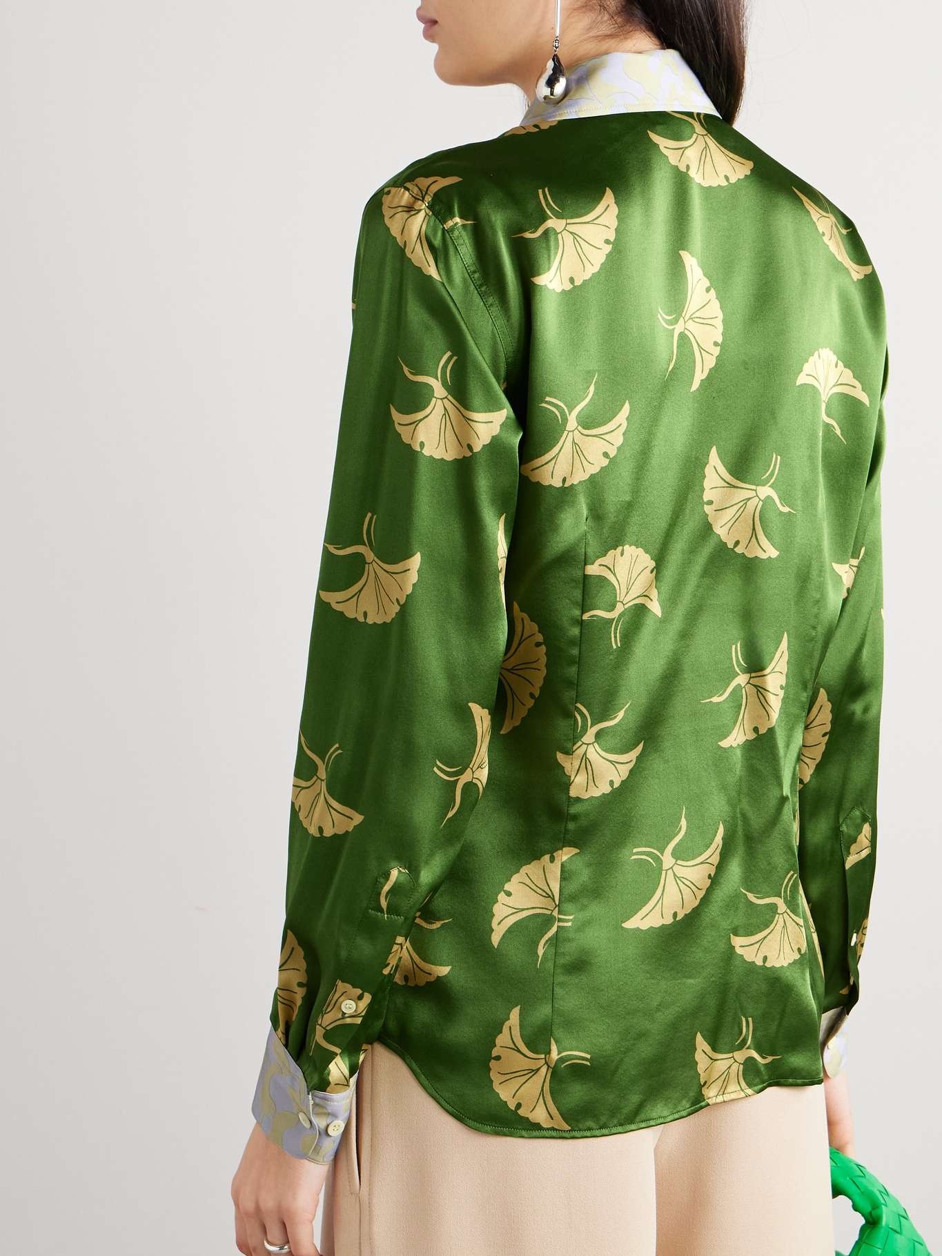Printed silk-blend satin shirt - 4