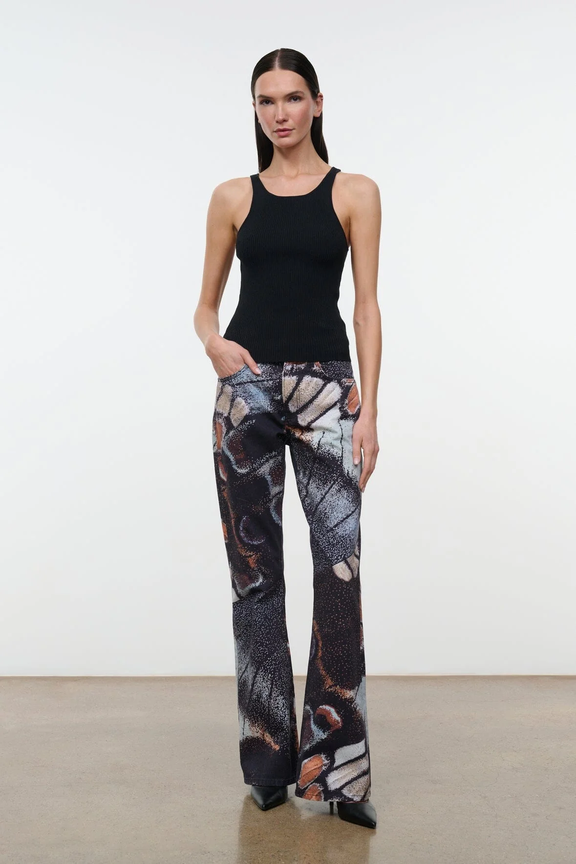 STAUD FRANKY FLARE JEAN BUTTERFLY SKY - 1