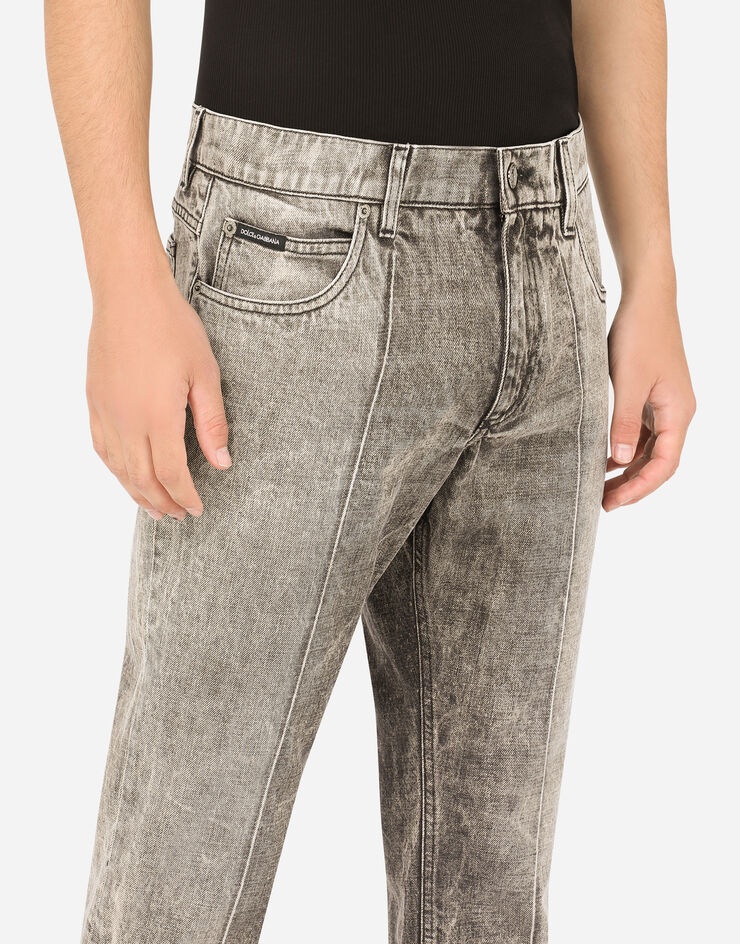 Regular-fit gray patchwork jeans - 4