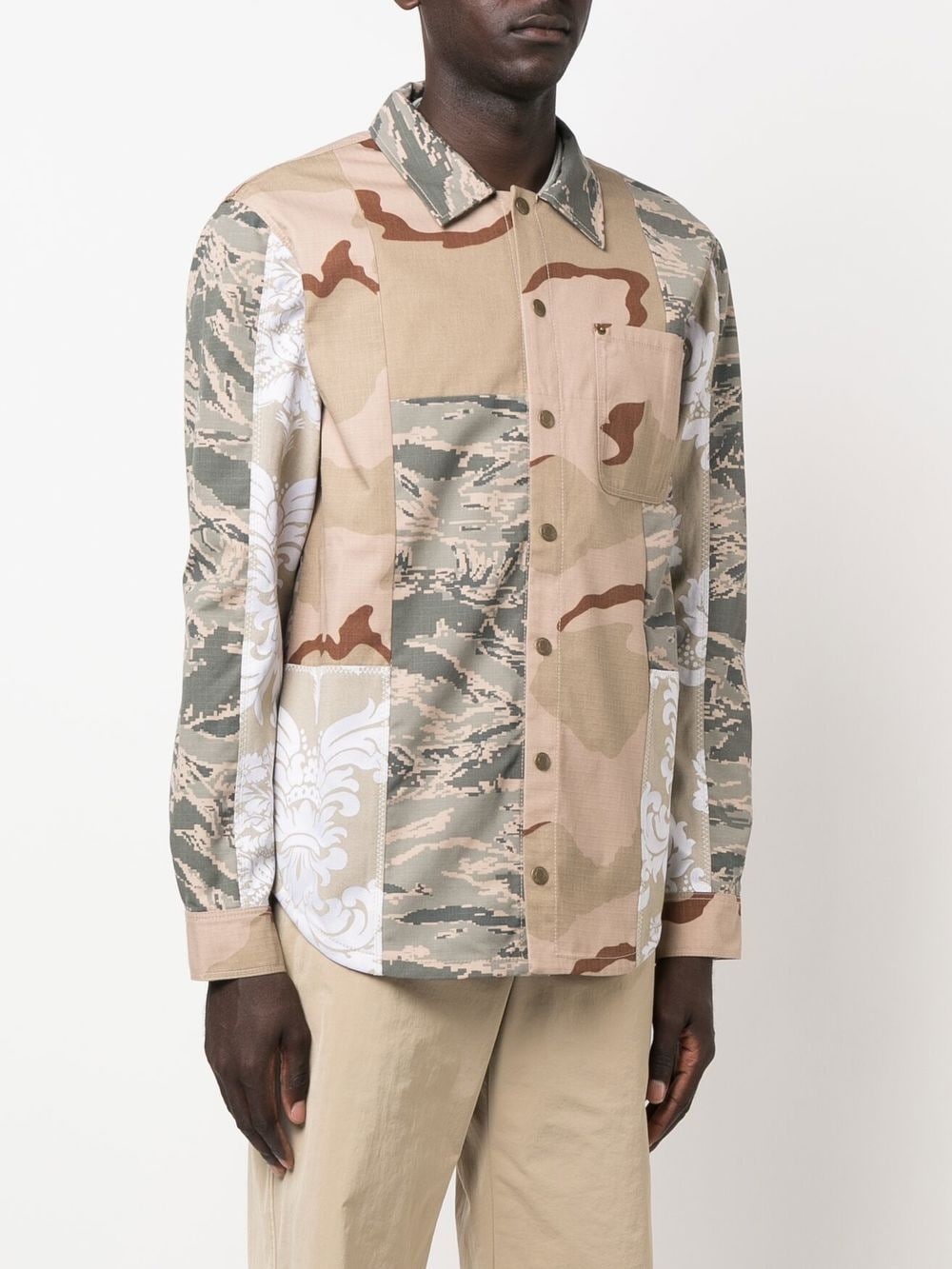 camouflage-print panelled shirt jacket - 4