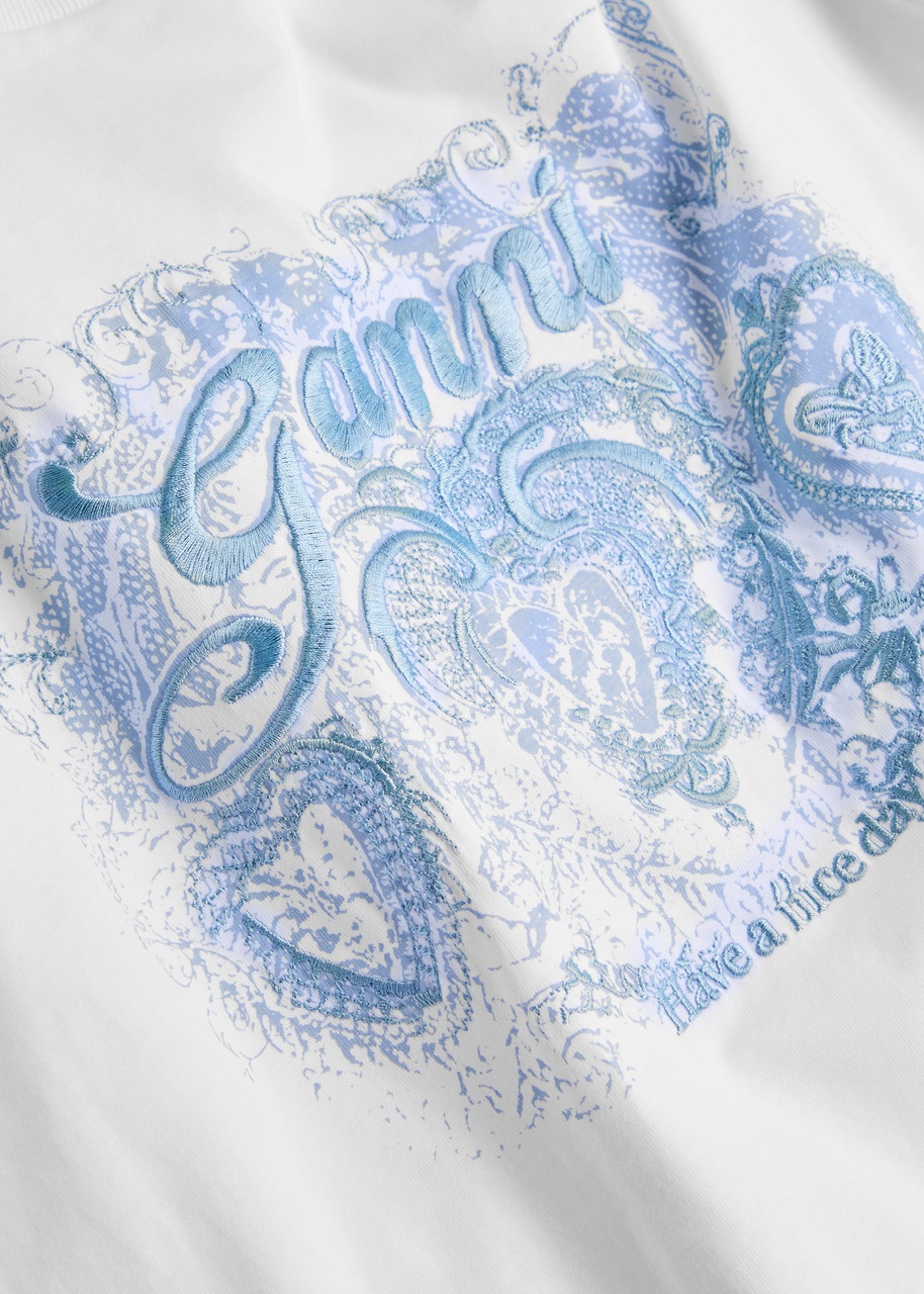 Ganni Embroidered Cotton T-shirt - 5