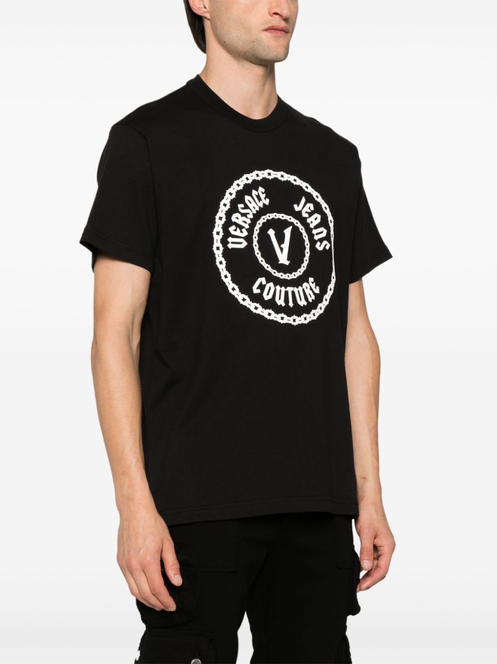 raised-logo cotton T-shirt - 3