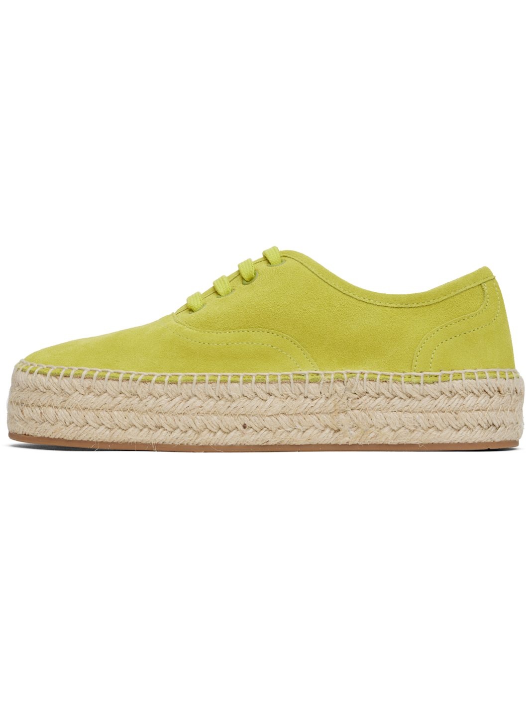 Yellow Suede Lace-Front Platform Espadrilles - 3